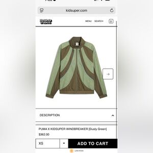 Puma x KIDSUPER Mint and Olive Hooded Windbreaker Jacket